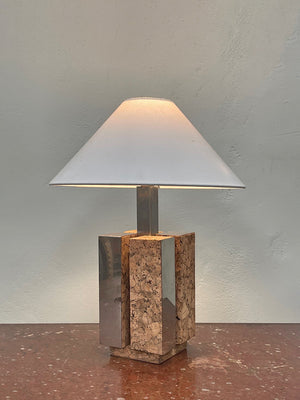 Chrome and cork table lamp base