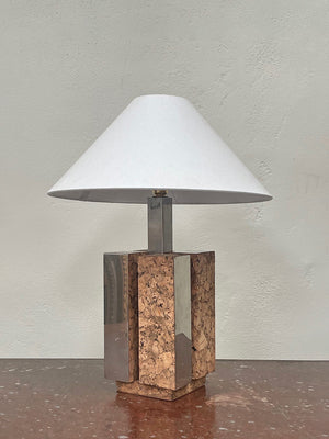 Chrome and cork table lamp base