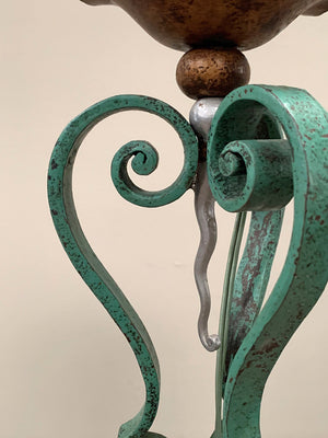 Green scroll table lamp base (inc. re-wiring)