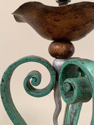 Green scroll table lamp base (inc. re-wiring)