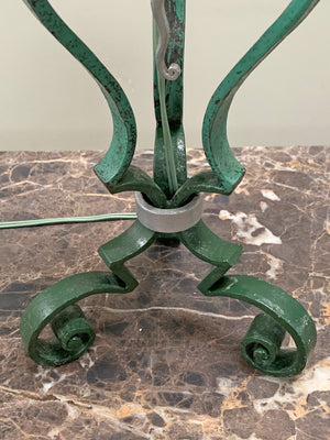 Green scroll table lamp base (inc. re-wiring)