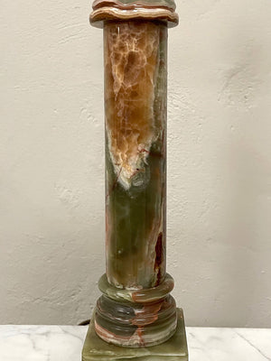 Green onyx column table lamp