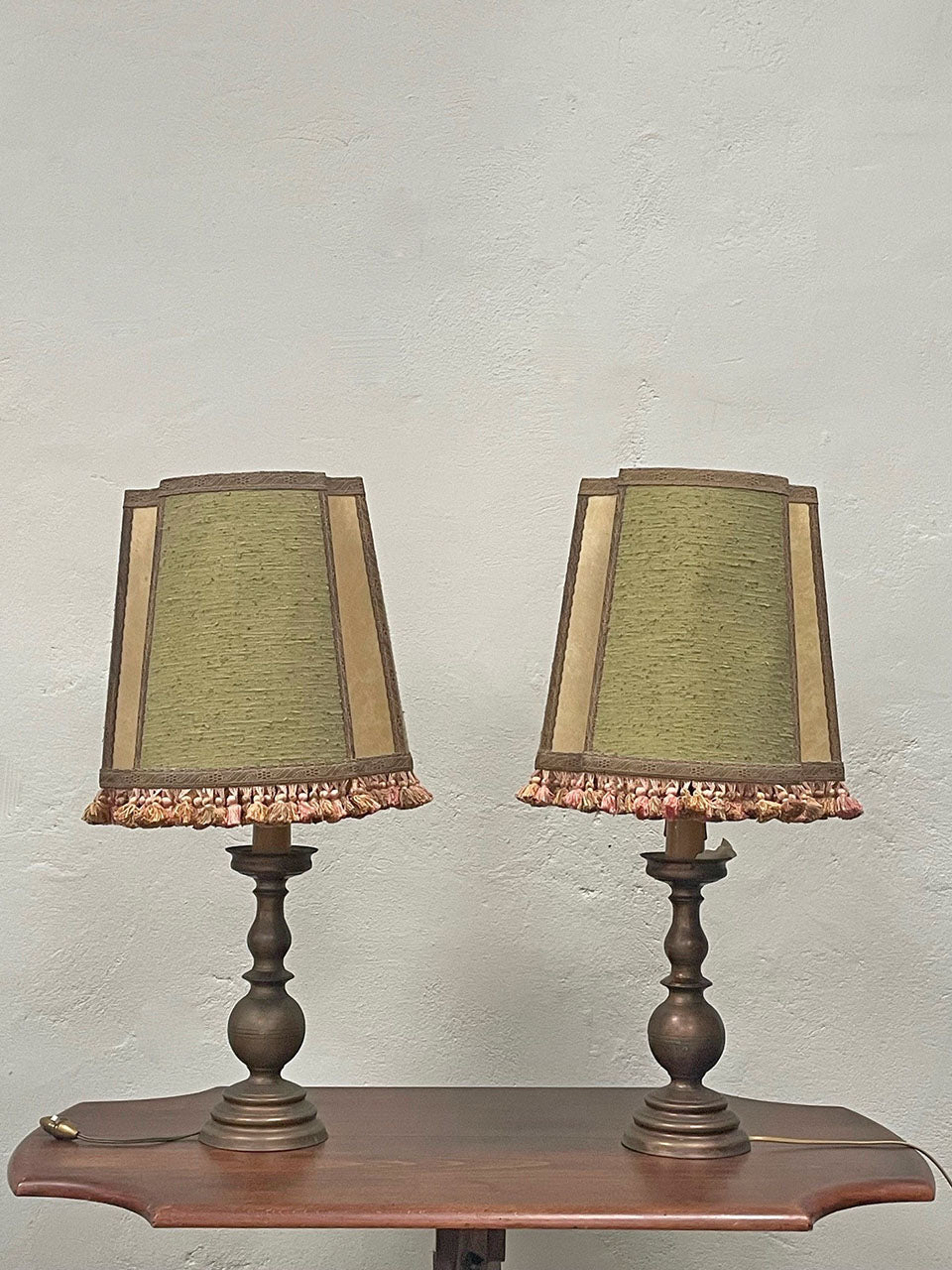 Pair of metal base table lamps