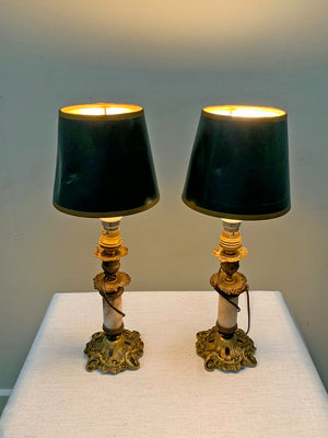 Pair of petite marble table lamps (Reserved)