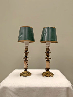 Pair of petite marble table lamps (Reserved)