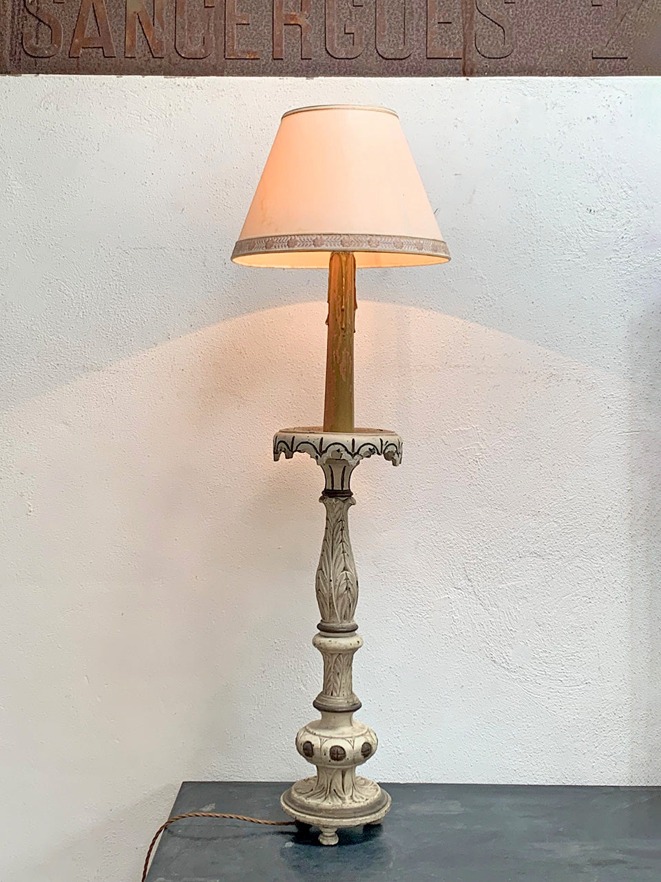 Tall carved table lamp base