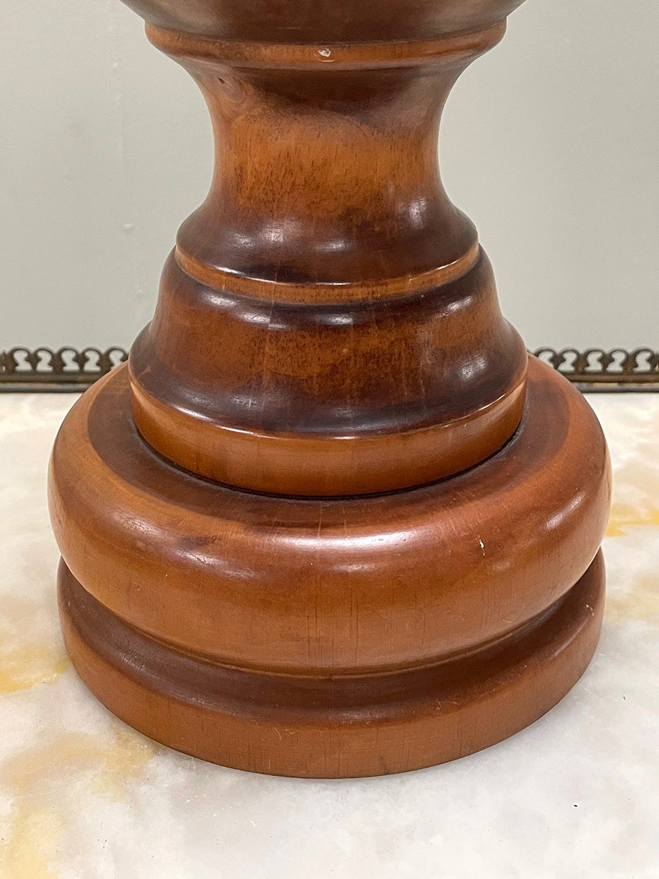 Turned wood lamp base