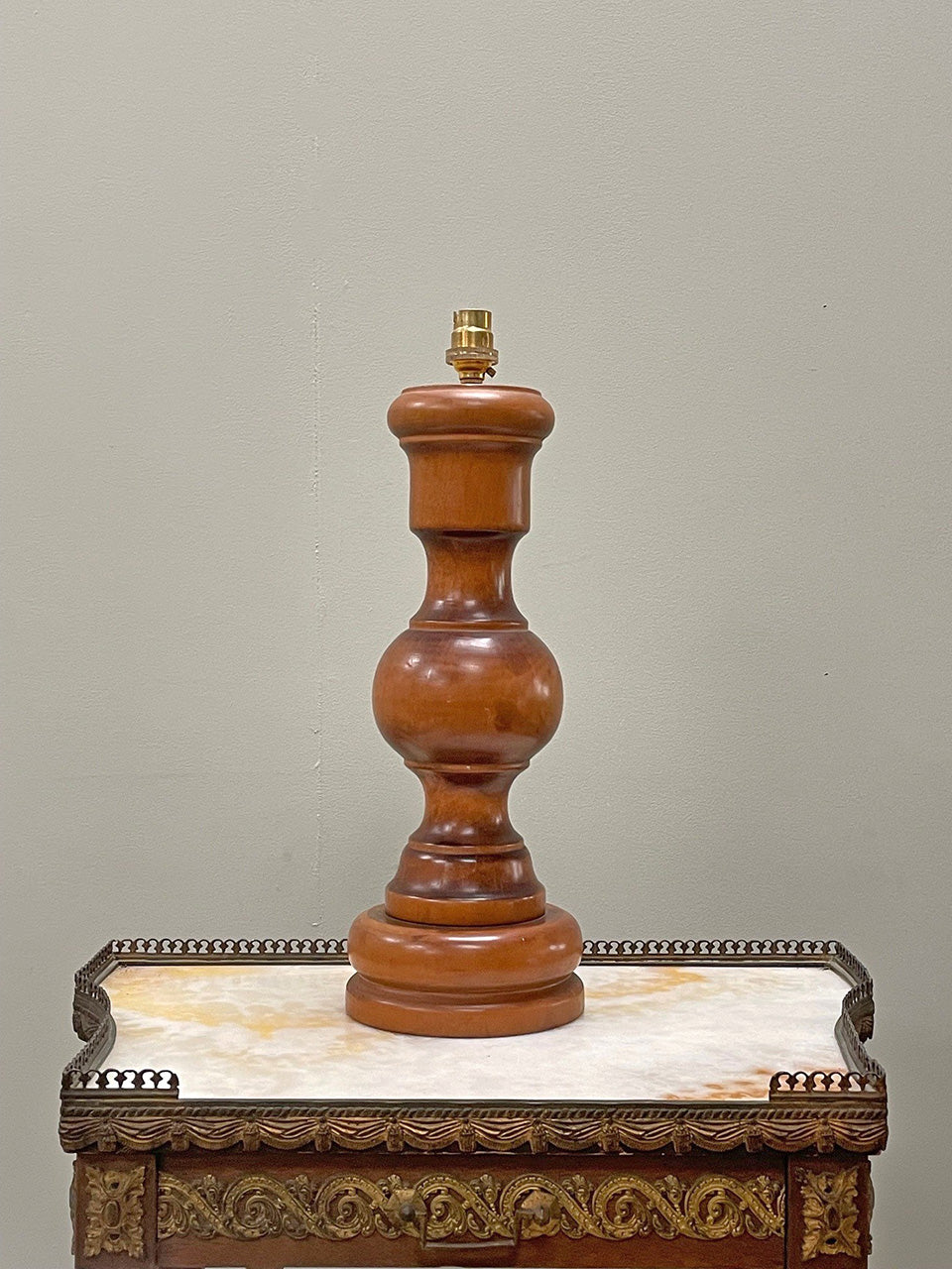 Turned wood lamp base