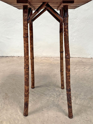 Faux tiger bamboo side table