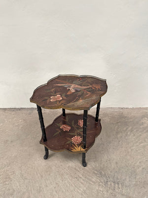 Ebonised and hand painted side table