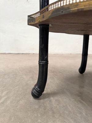 Ebonised and hand painted side table