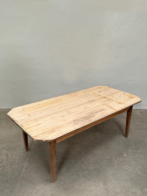 Wide scrubbed pine top table