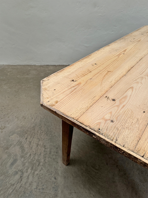 Wide scrubbed pine top table