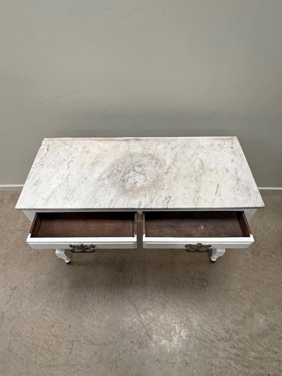 Painted desk with marble top