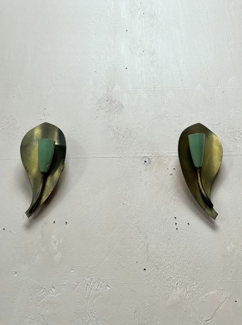 Brass leaf wall lights