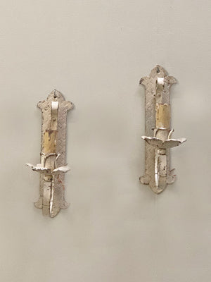 Cream painted candleholders