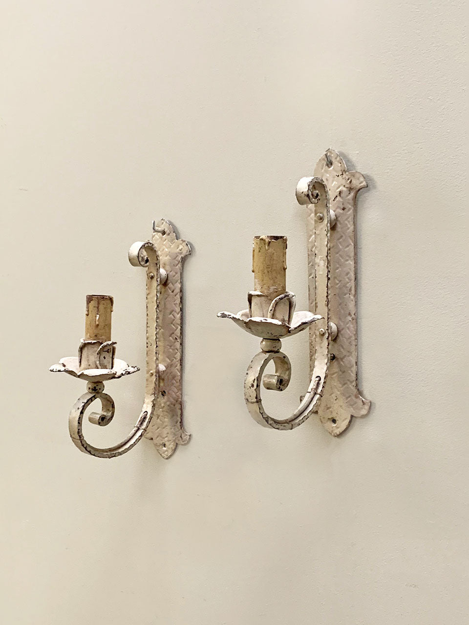 Cream painted candleholders