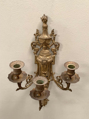 Brass wall mounted candleholders 'as is'