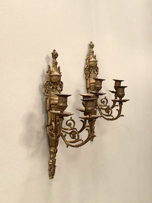 Brass wall mounted candleholders 'as is'