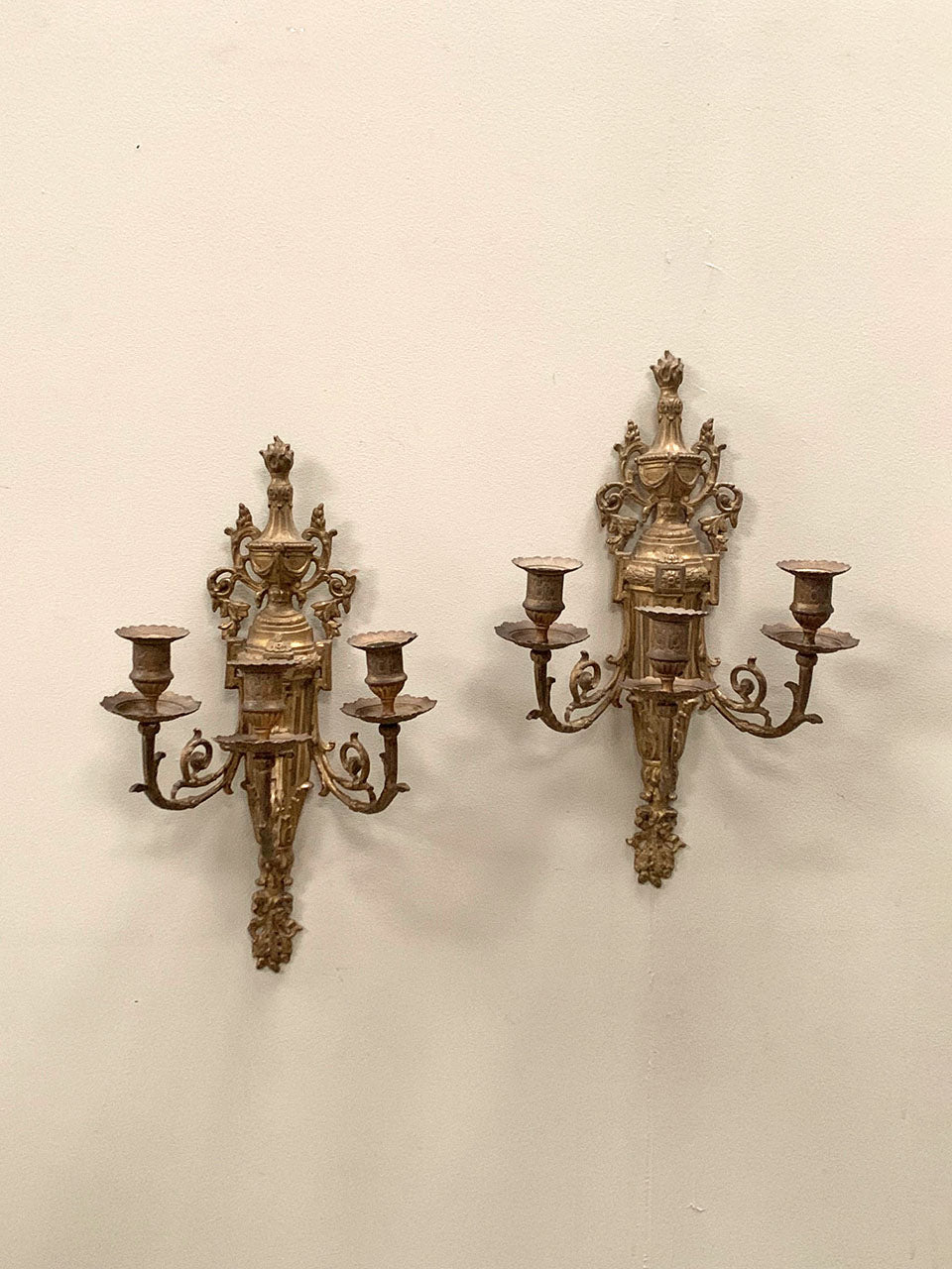 Brass wall mounted candleholders 'as is'