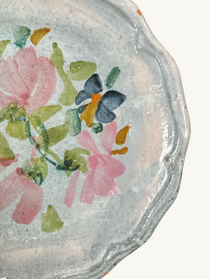 Floral patterned ceramic plate