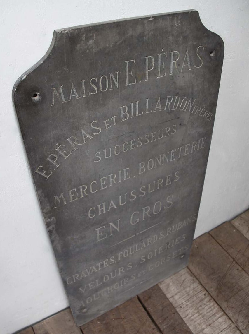 Slate shop sign Maison E. Peras
