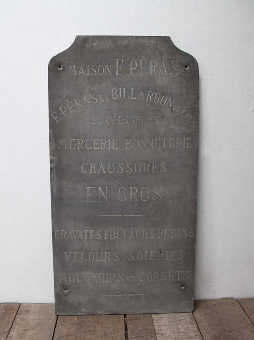 Slate shop sign Maison E. Peras