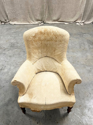 Curve back armchair in calico (inc. re-upholstery, ex. fabric)