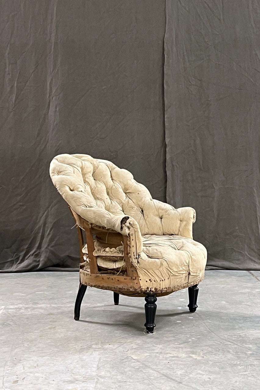 Buttoned tub armchair (inc. restoration and re-upholstery)