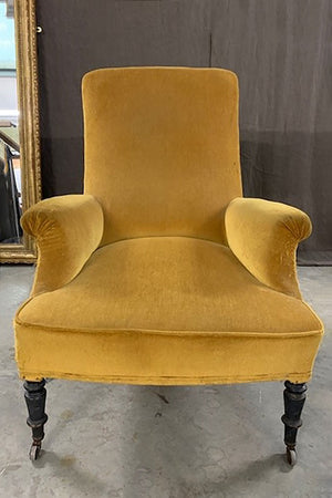 Napoleon III high square back armchair (re-upholstered, ex. fabric)