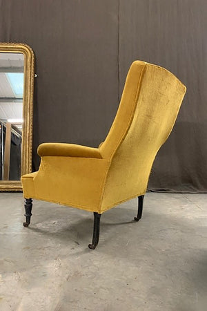 Napoleon III high square back armchair (re-upholstered, ex. fabric)