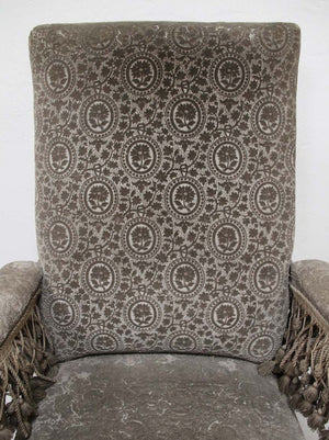 Pair of fringed armchairs 'as is'