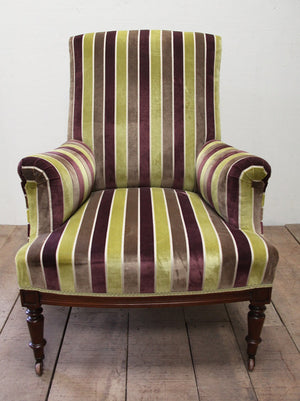Pair of square backed armchairs (as seen)