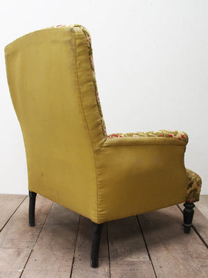Mid 1800's high back chair (incl. re-upholstery, ex. fabric)