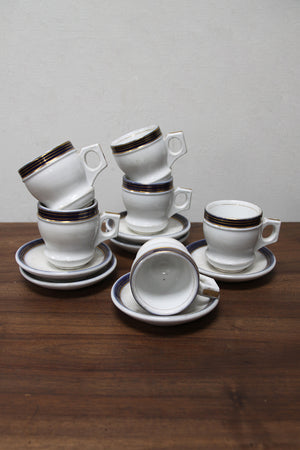 Set of old bistro coffee cups (£25 per cup and saucer (£100 the set) (2 sold, 4 available)