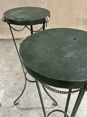 Pair of green Athenian steel stands