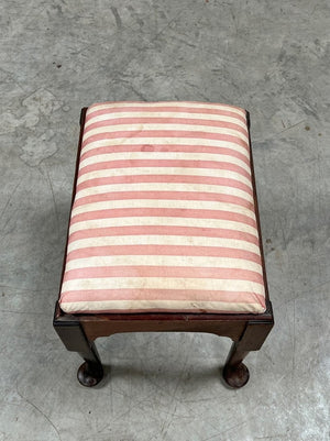 Red ticking stool (£75 'as is' or £110 inc. re-upholstery, ex. fabric)