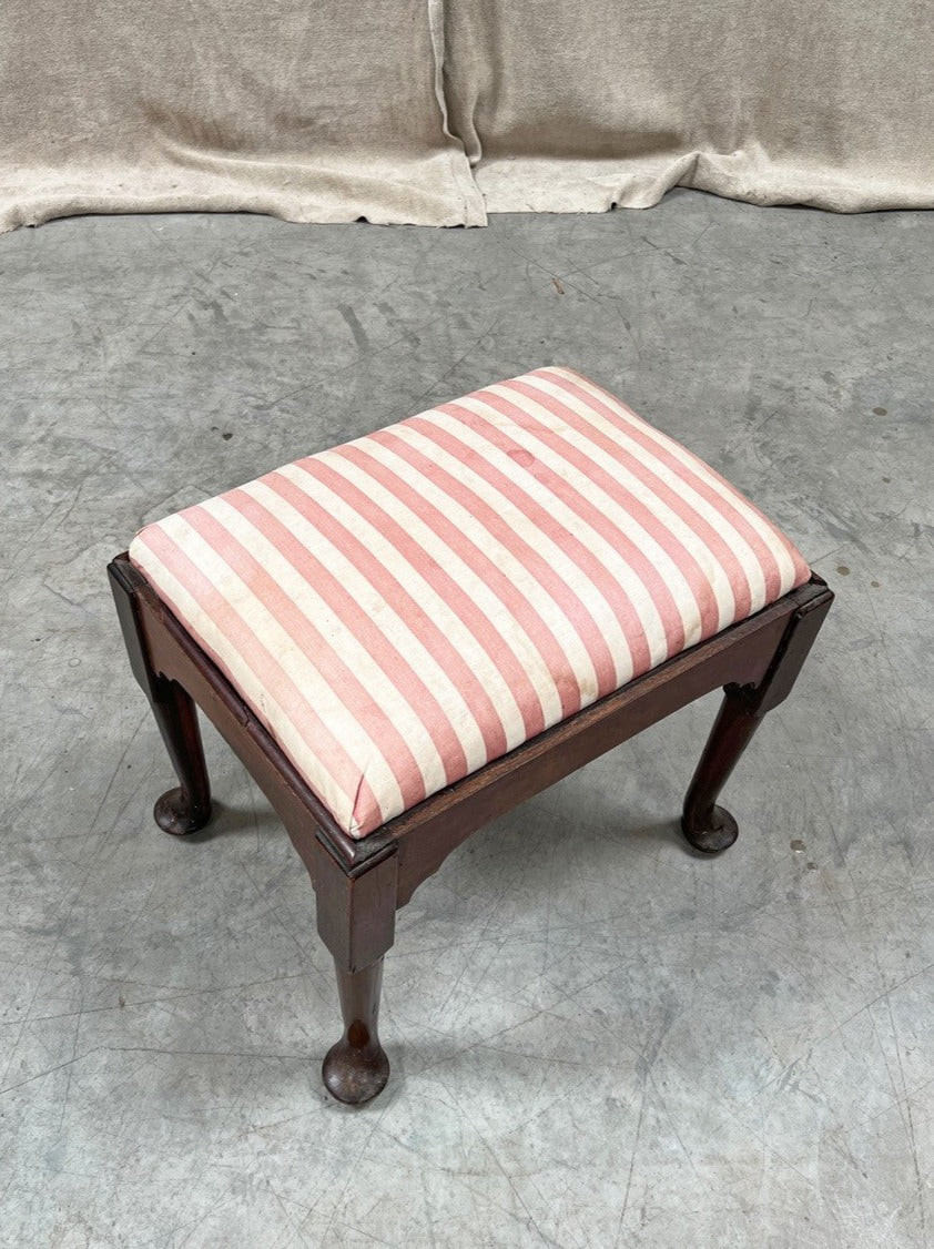 Red ticking stool (£75 'as is' or £110 inc. re-upholstery, ex. fabric)