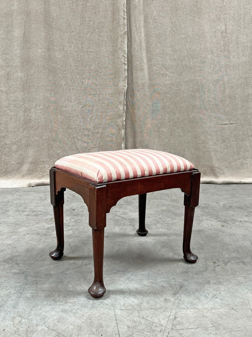 Red ticking stool (£75 'as is' or £110 inc. re-upholstery, ex. fabric)