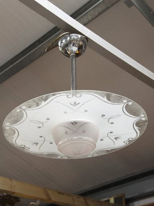 Art Deco light with etched glass