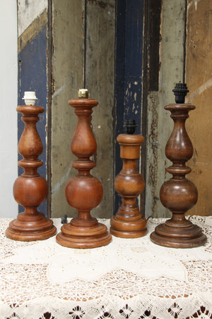 Turned wooden lamps (1 available - 3rd from left)